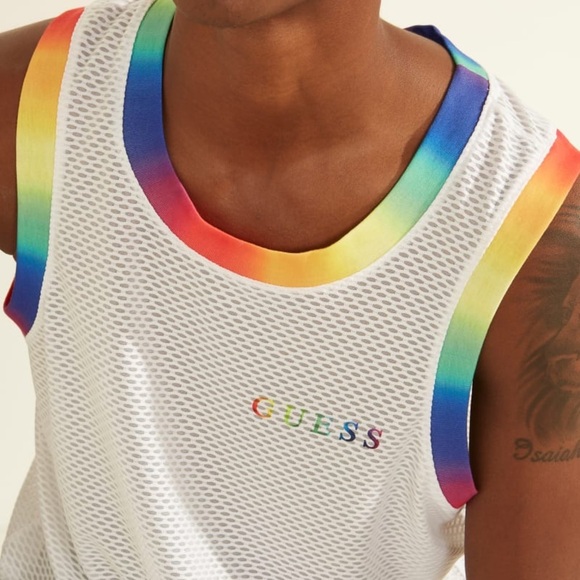 New GUESS Mesh Rainbow Tank - Picture 3 of 6